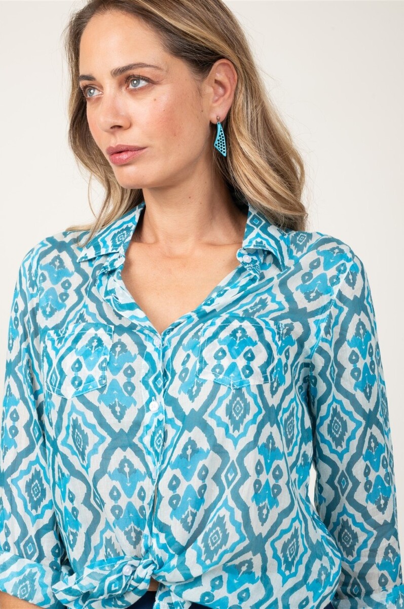 CAMISA MANGA LARGA OCEAN COLOR AZUL TURQUESA 2